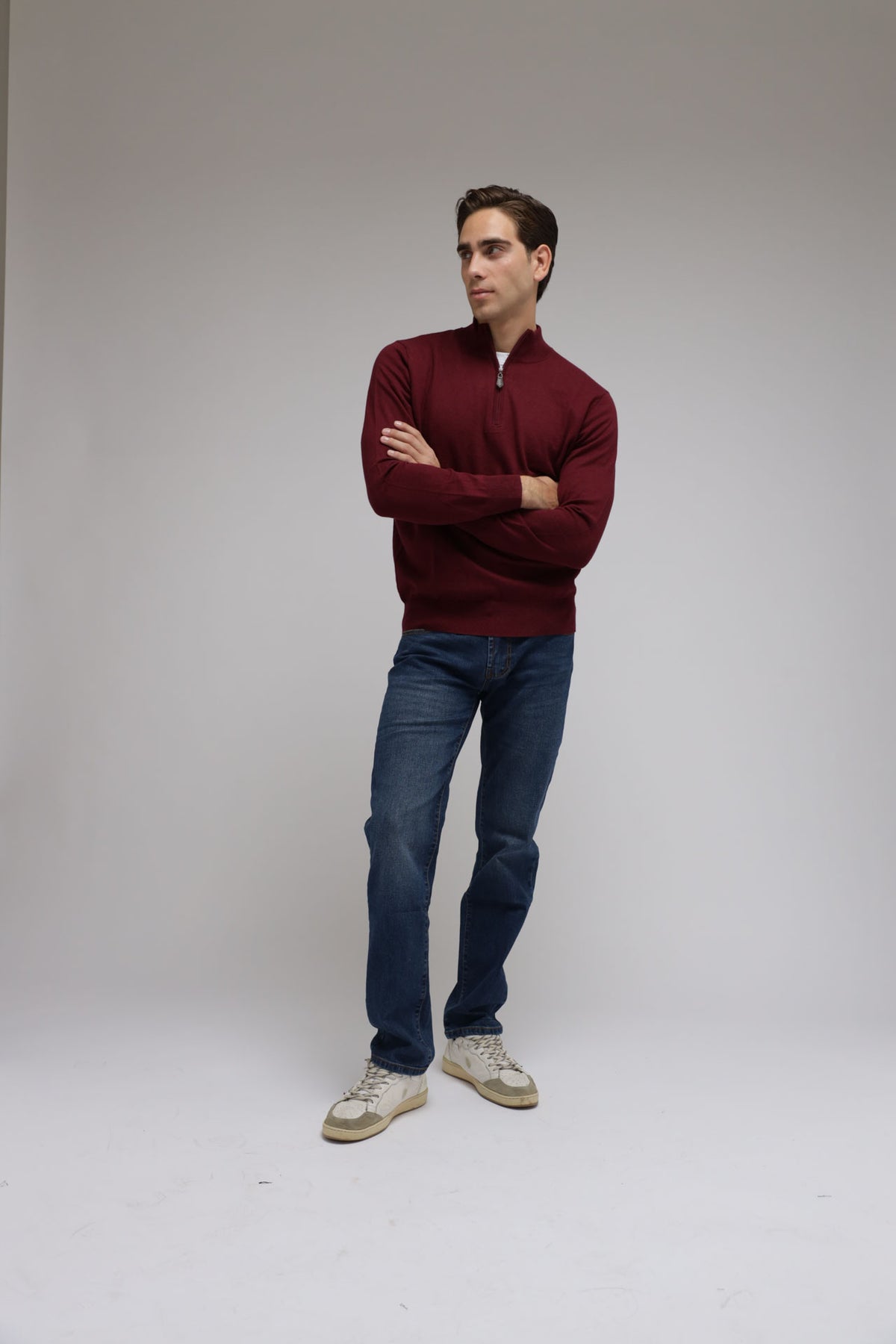 Half zip cotone e cashmere Premium