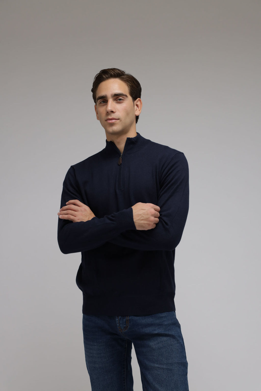 Half zip cotone e cashmere Premium