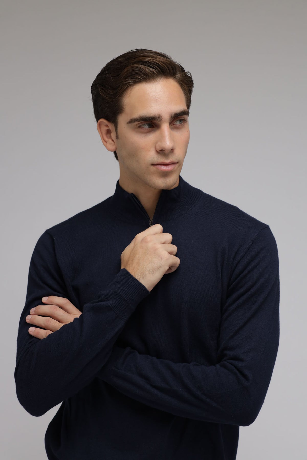 Half zip cotone e cashmere Premium
