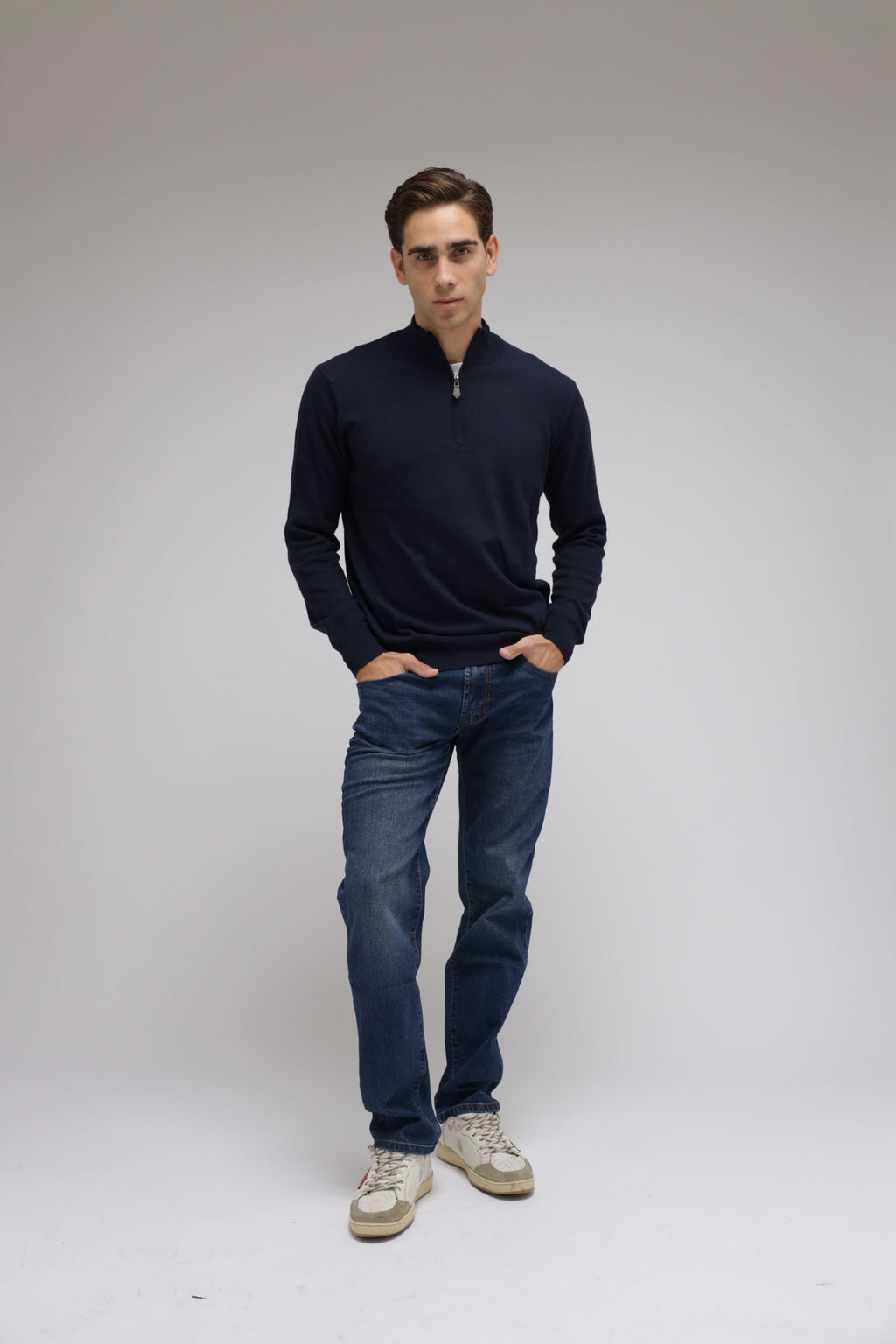 Half zip cotone e cashmere Premium