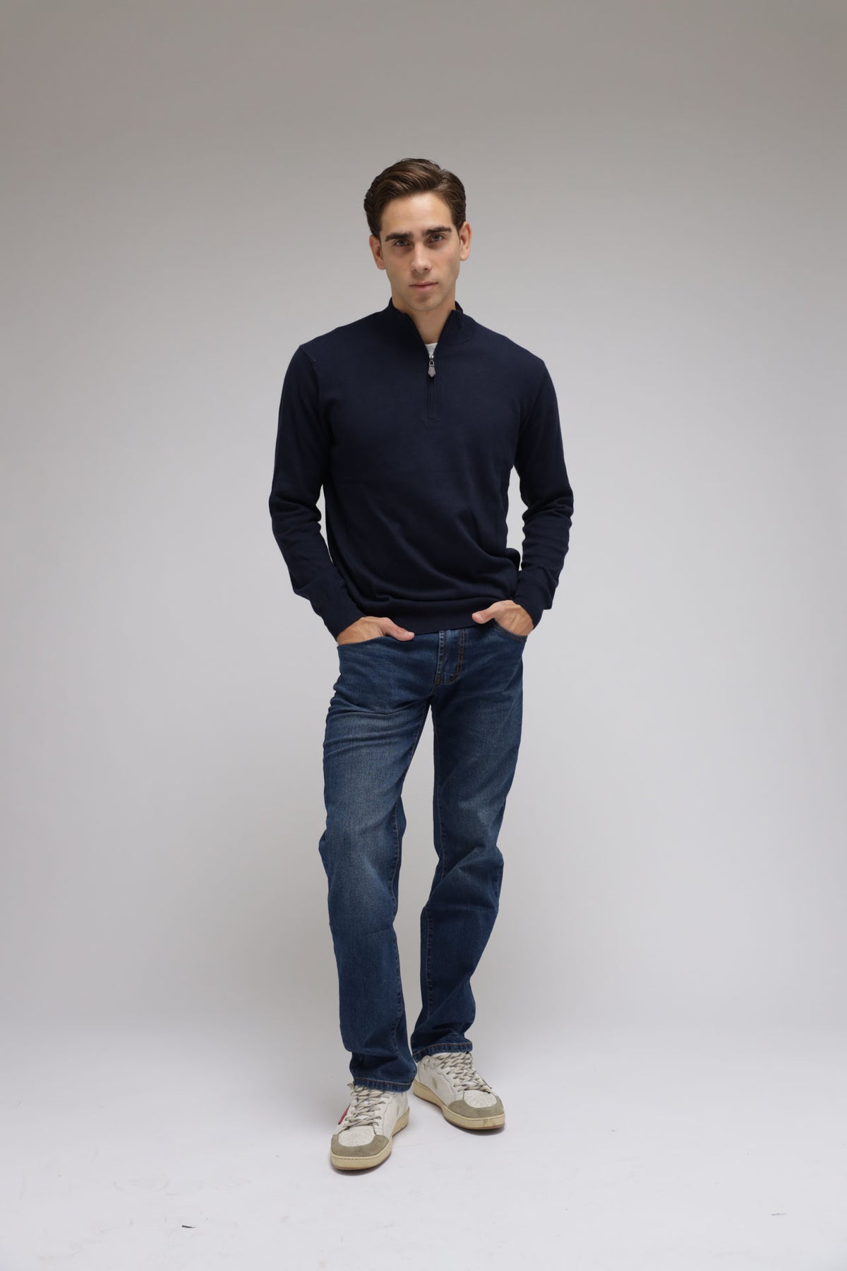 Half zip cotone e cashmere Premium