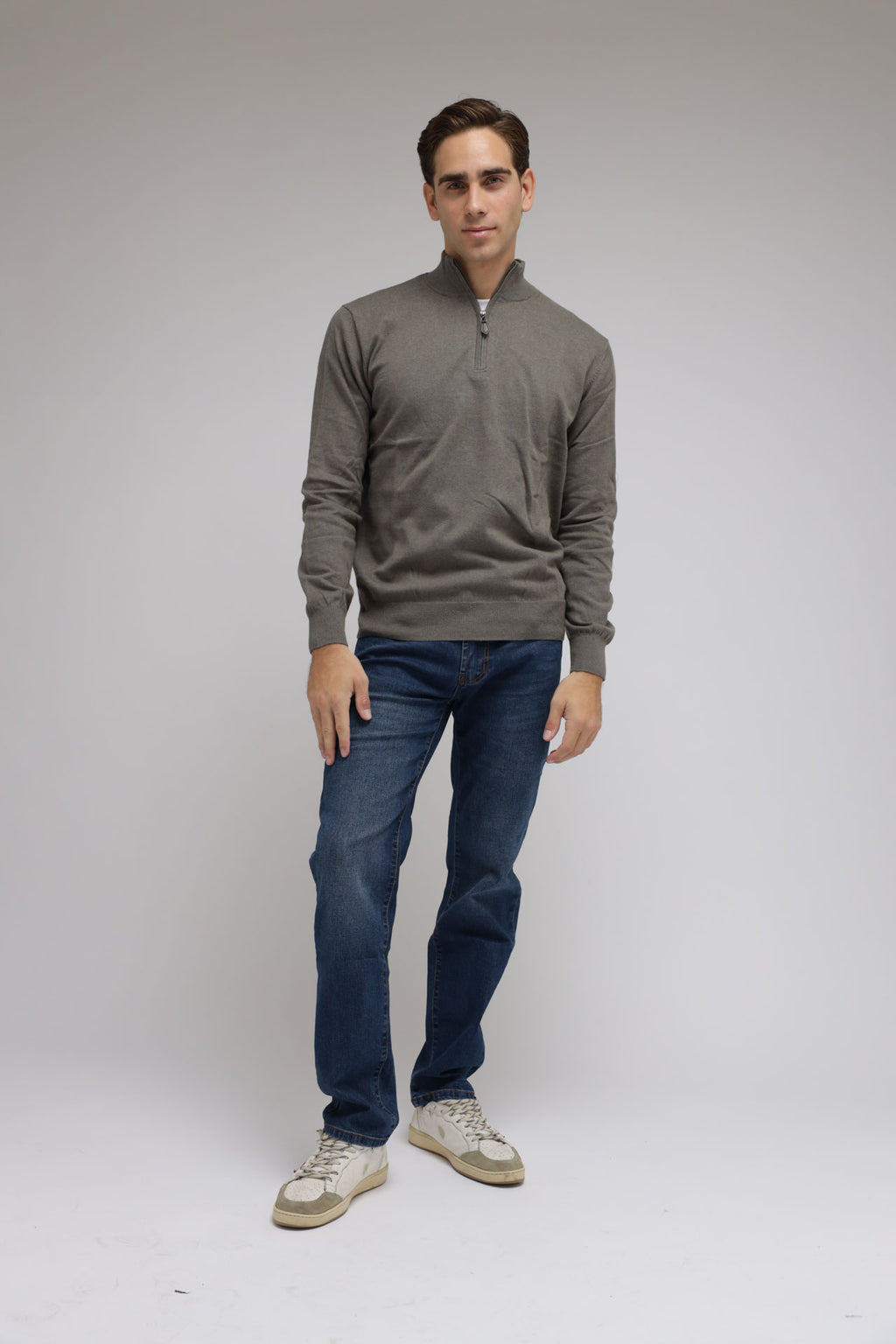 Half zip cotone e cashmere Premium