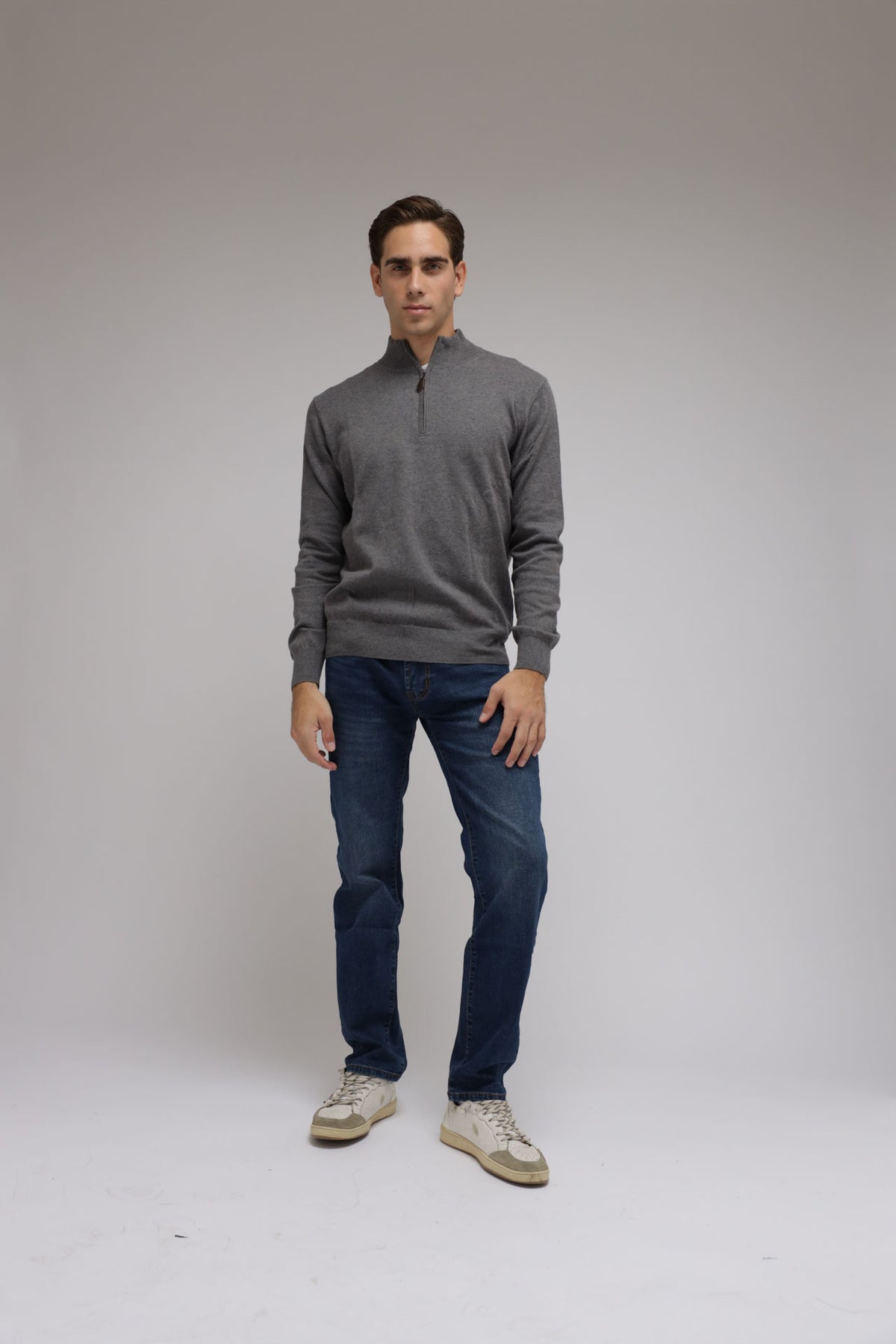 Half zip cotone e cashmere Premium
