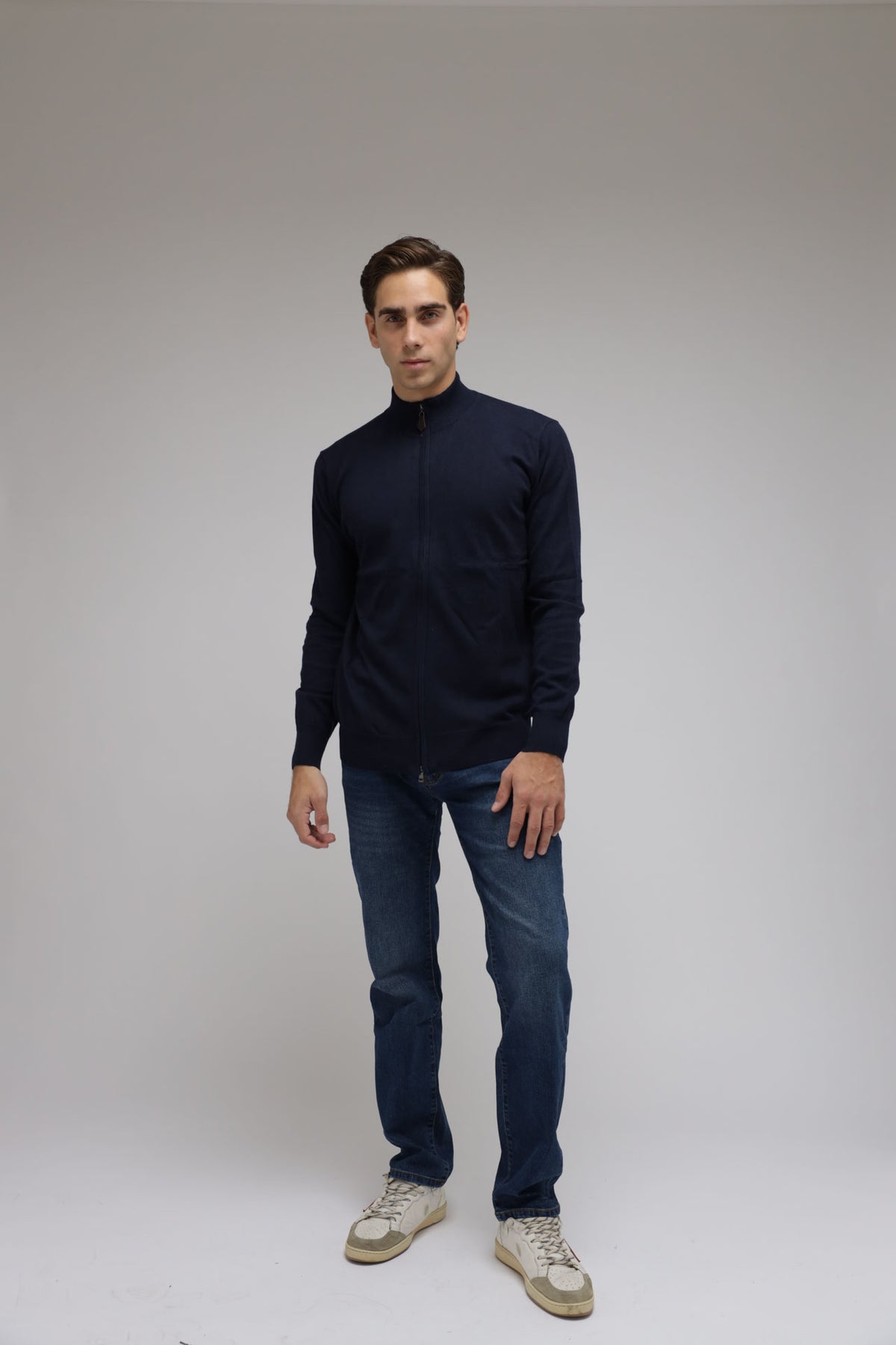 Cardigan full zip cotone e cashmere Premium