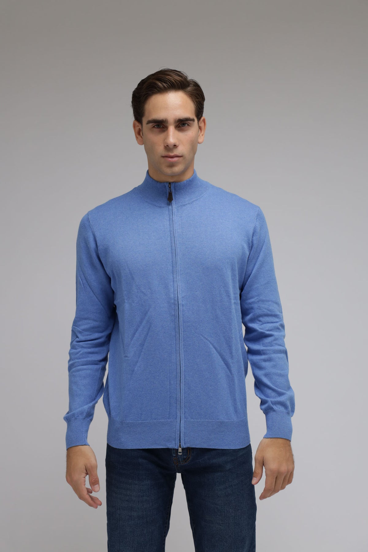 Cardigan full zip cotone e cashmere Premium