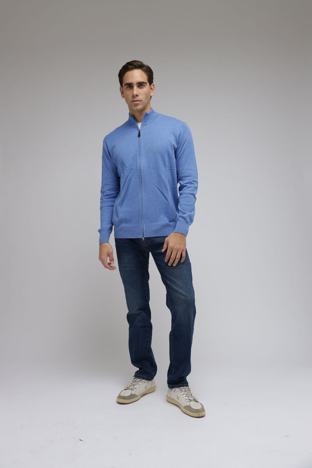 Cardigan full zip cotone e cashmere Premium