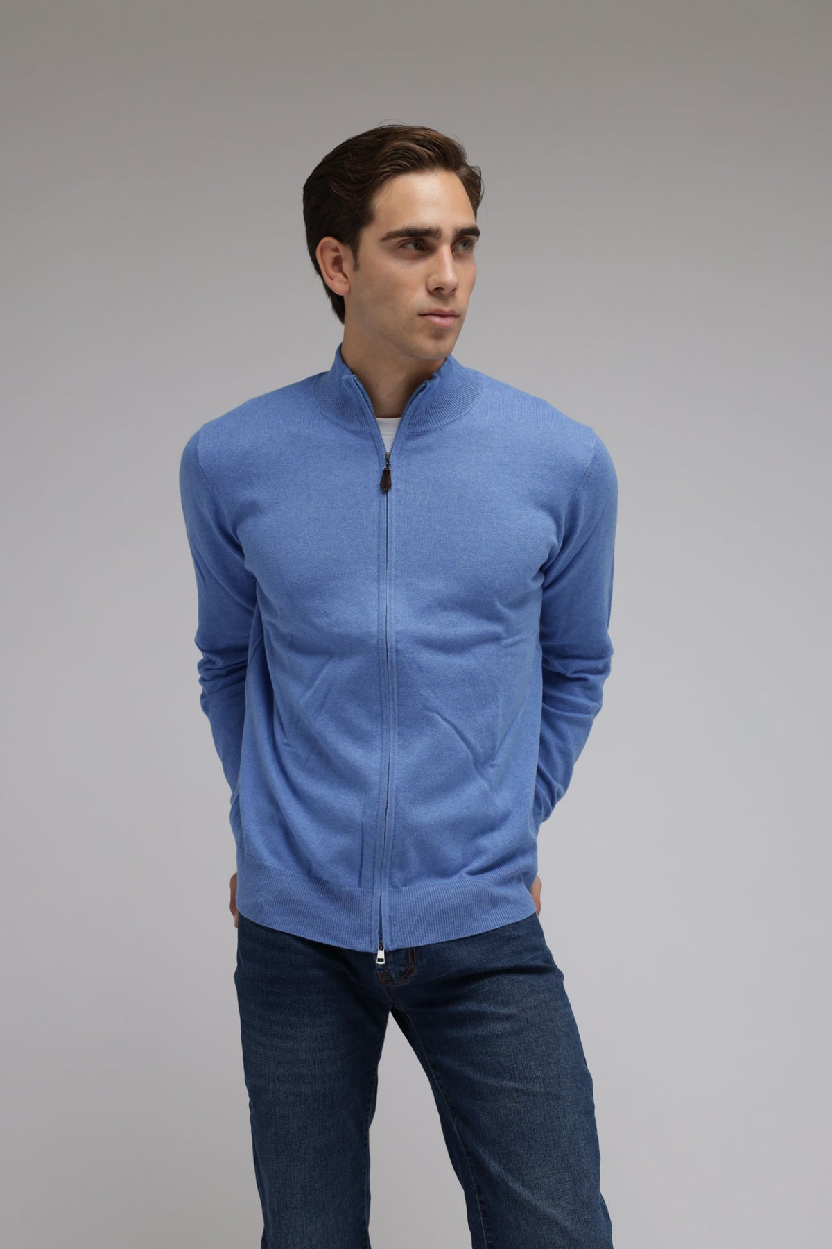 Cardigan full zip cotone e cashmere Premium