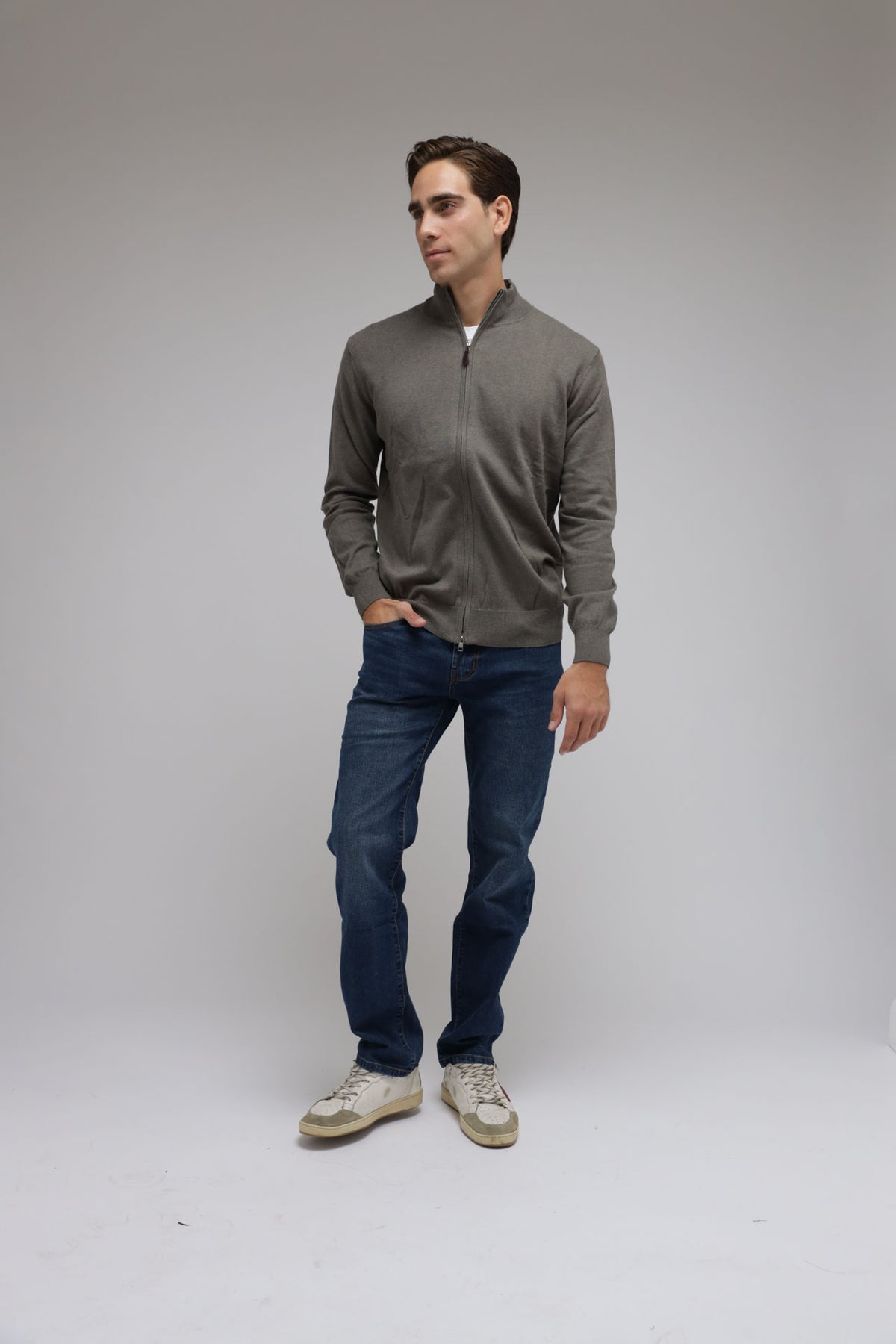 Cardigan full zip cotone e cashmere Premium