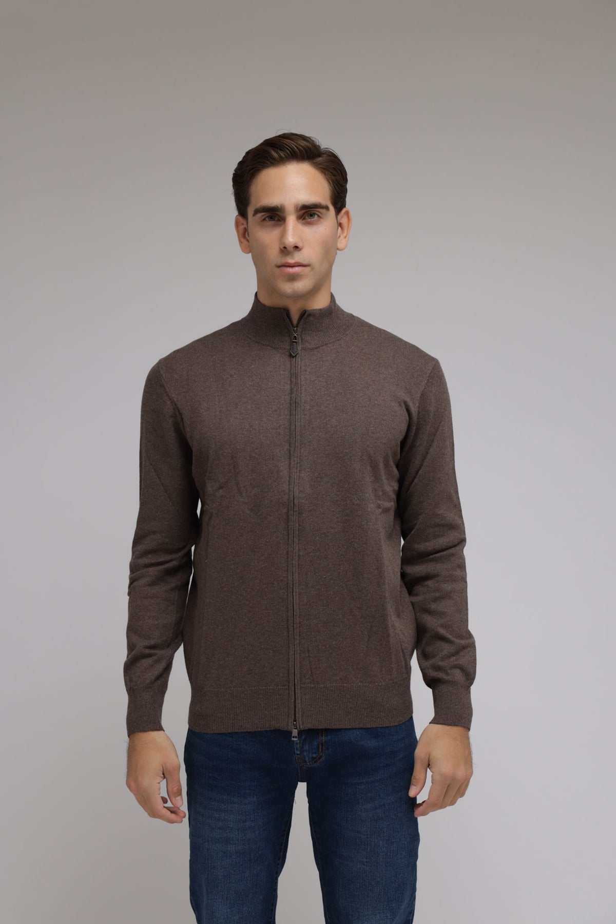 Cardigan full zip cotone e cashmere Premium