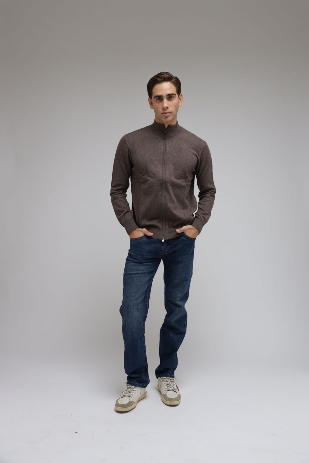 Cardigan full zip cotone e cashmere Premium