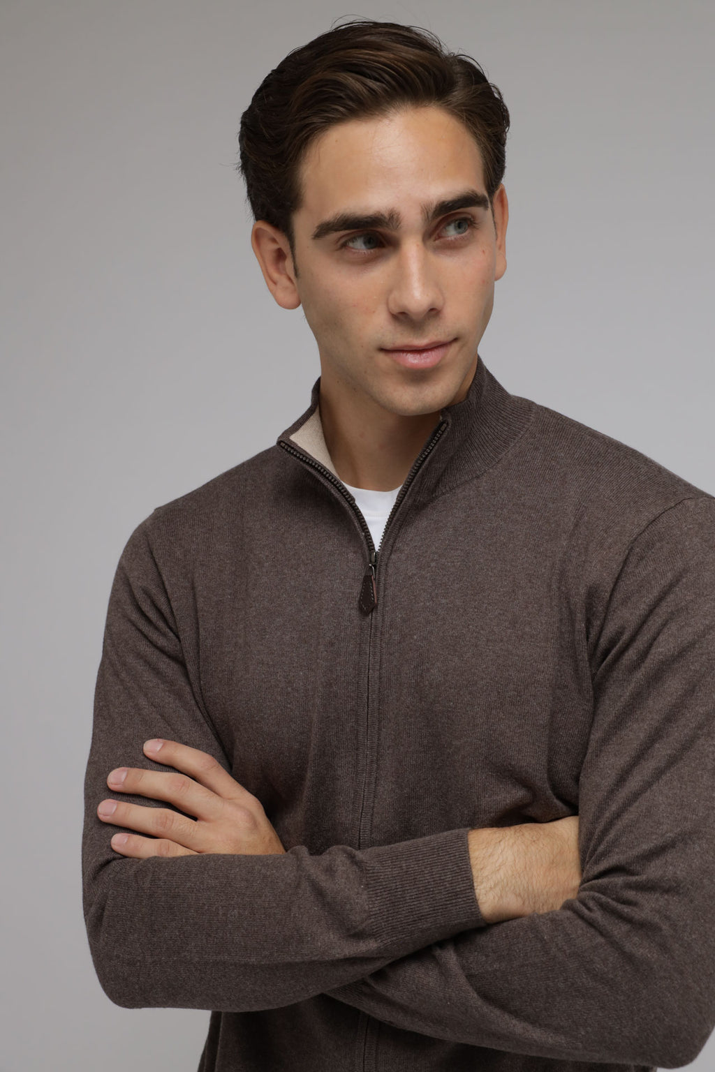Cardigan full zip cotone e cashmere Premium