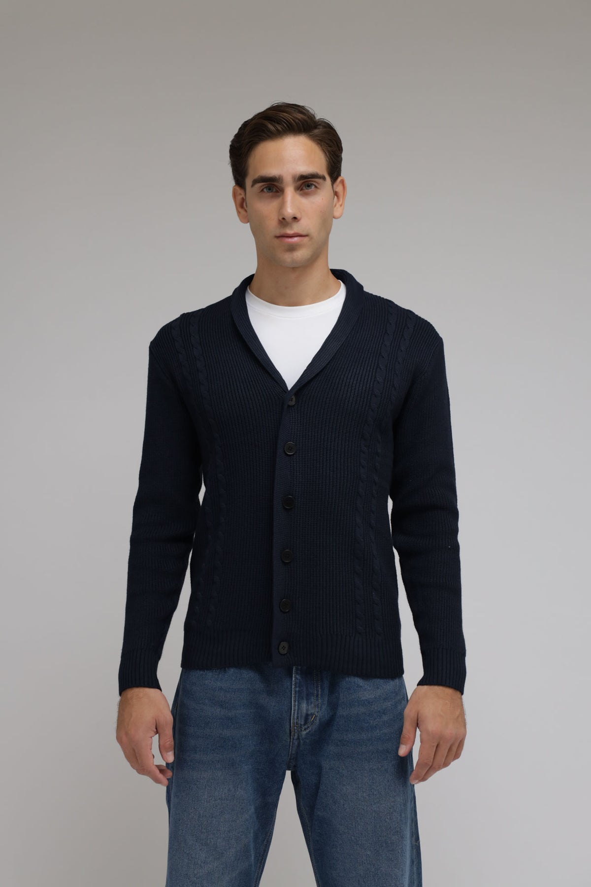 Cardigan con trecce a coste