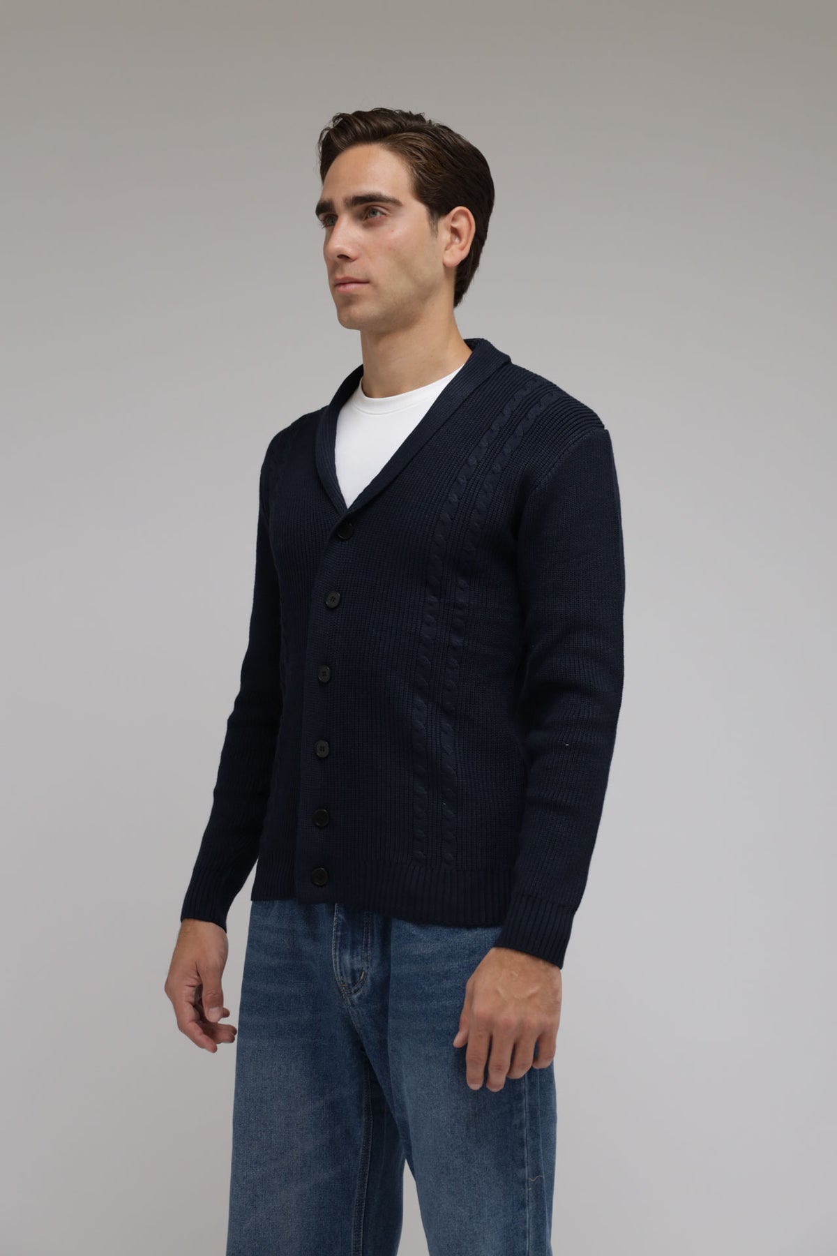 Cardigan con trecce a coste
