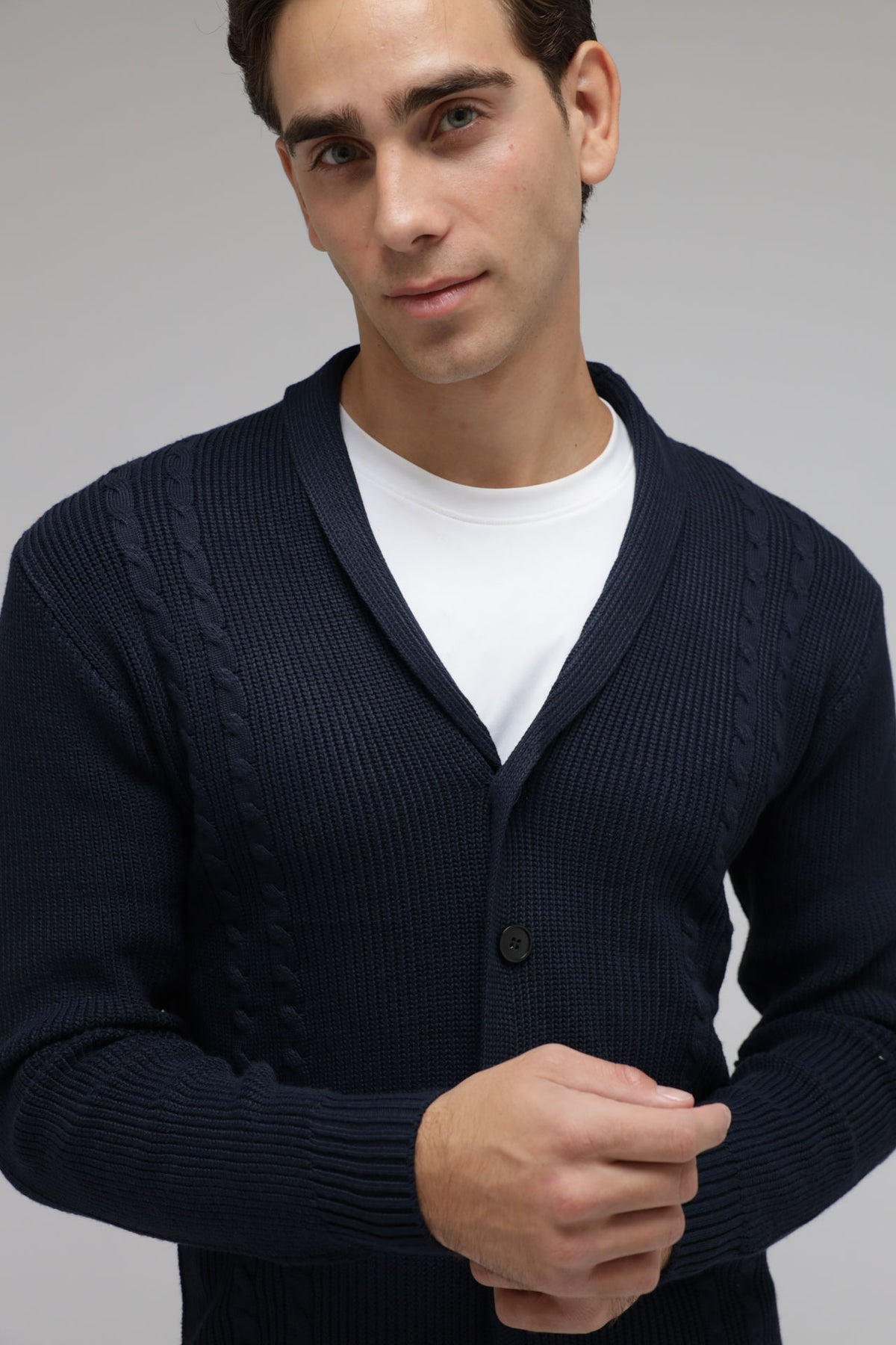 Cardigan con trecce a coste