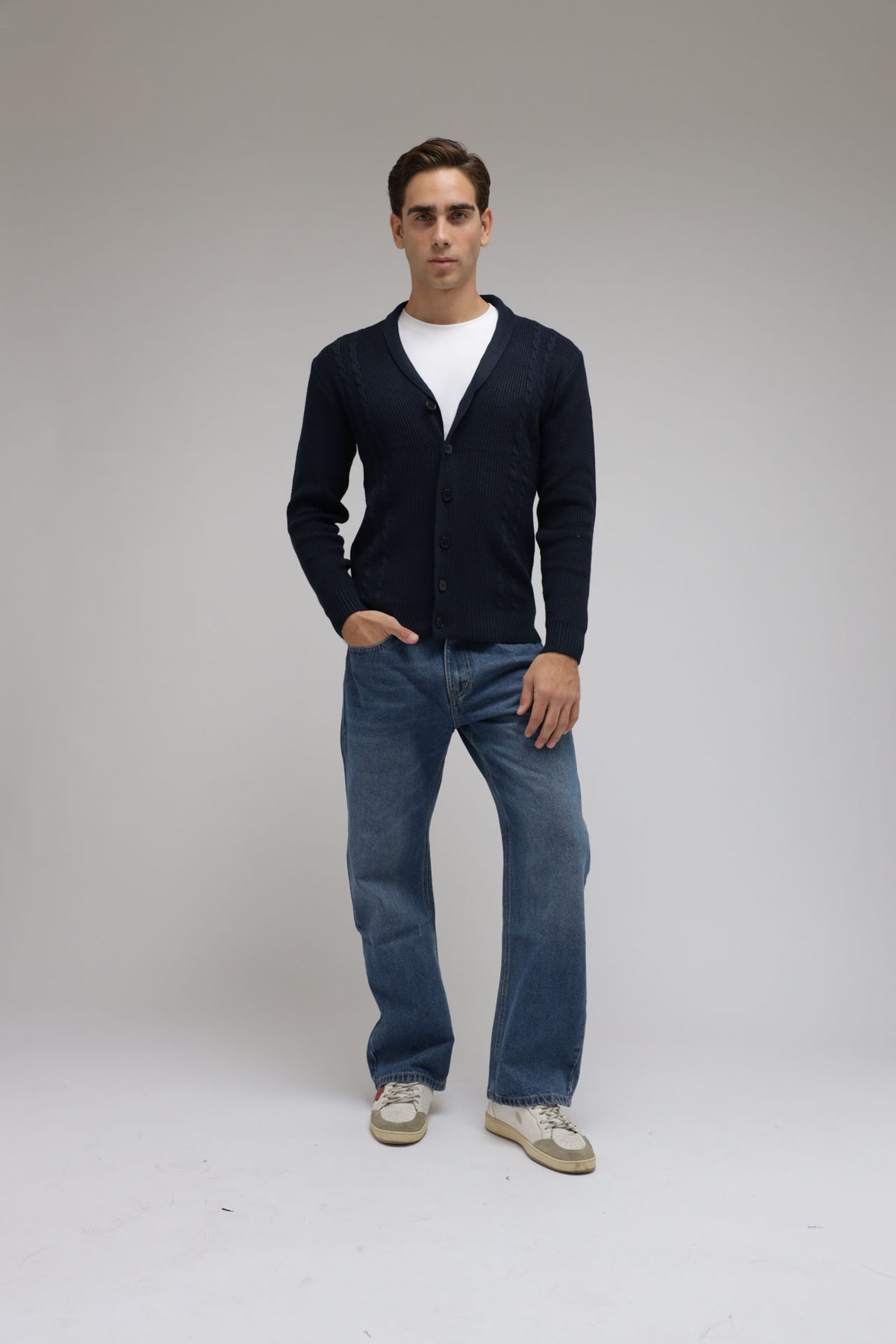 Cardigan con trecce a coste
