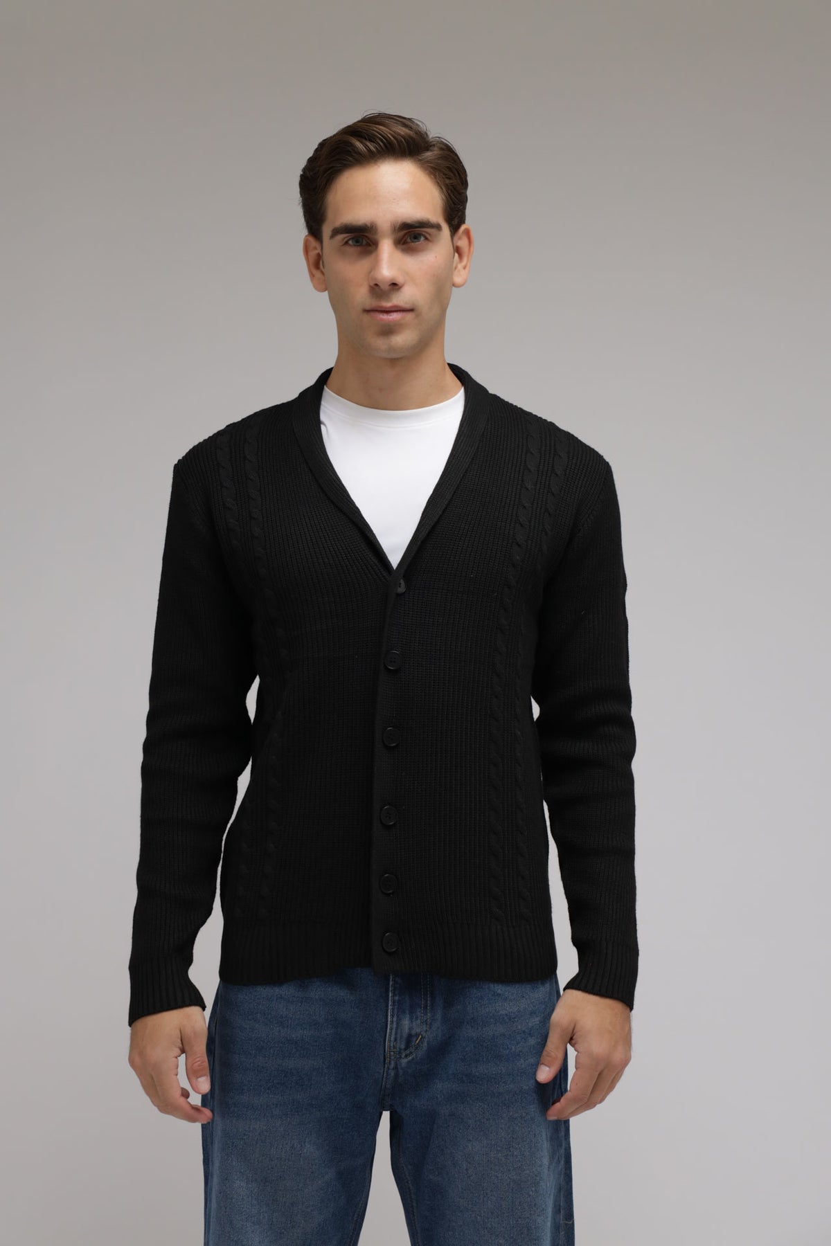 Cardigan con trecce a coste