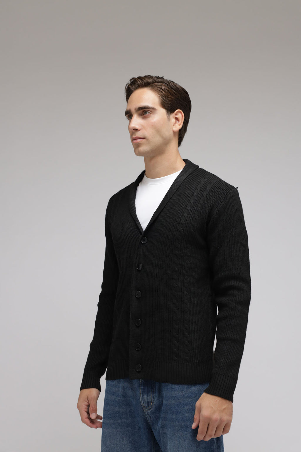 Cardigan con trecce a coste