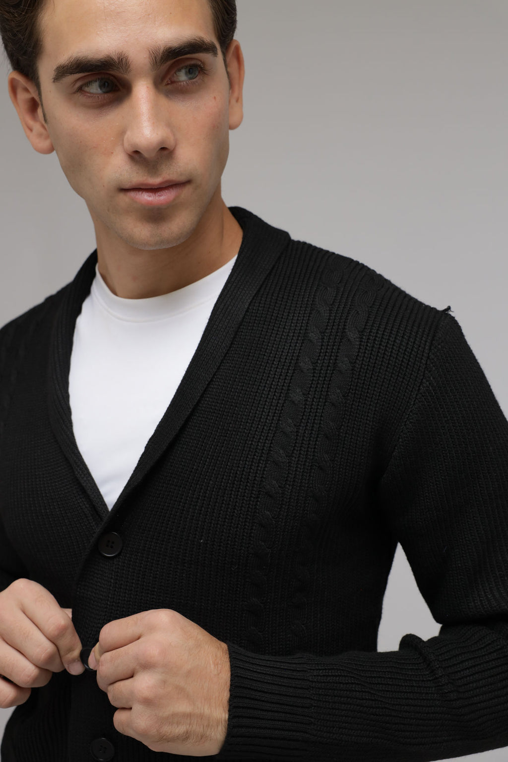 Cardigan con trecce a coste
