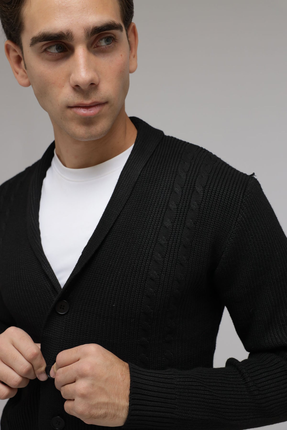 Cardigan con trecce a coste
