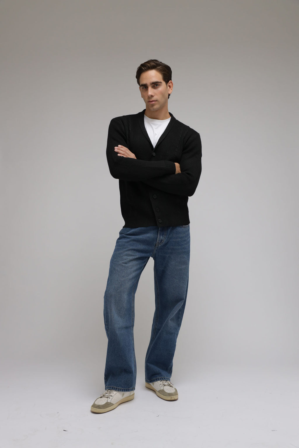Cardigan con trecce a coste
