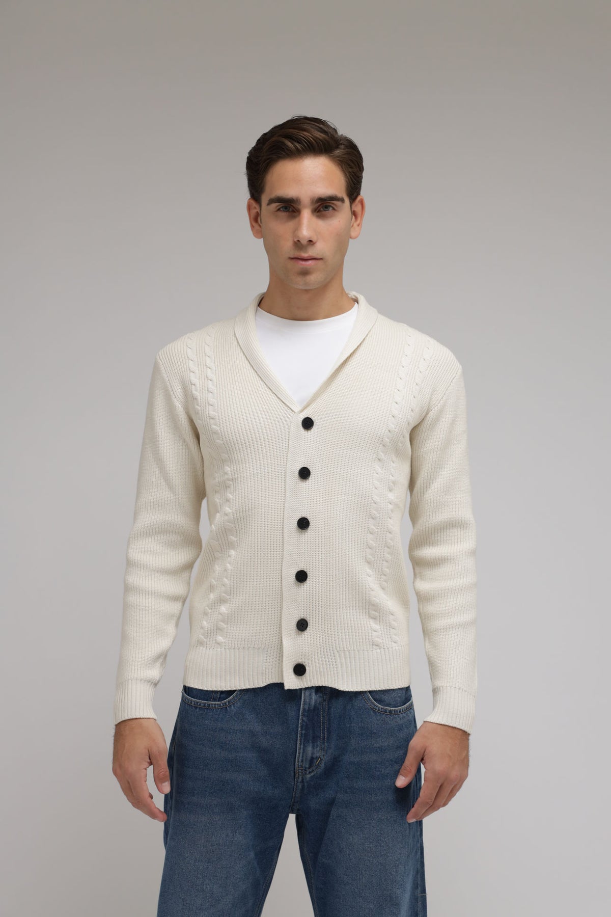 Cardigan con trecce a coste