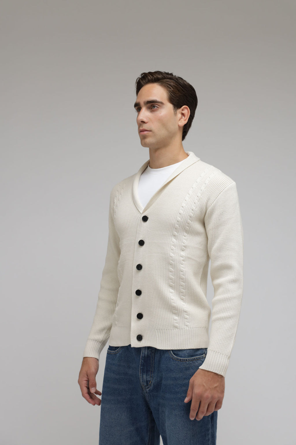 Cardigan con trecce a coste