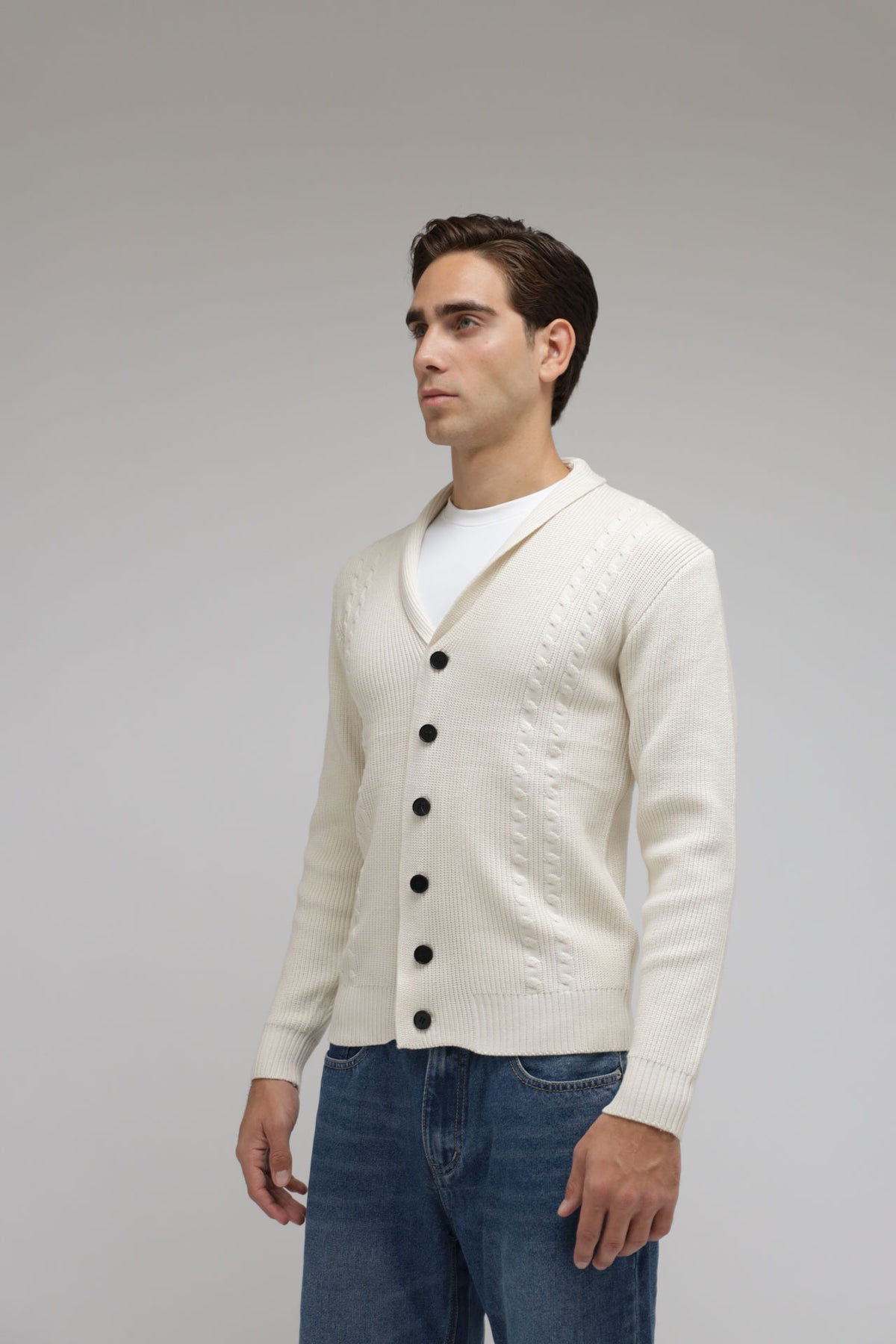 Cardigan con trecce a coste