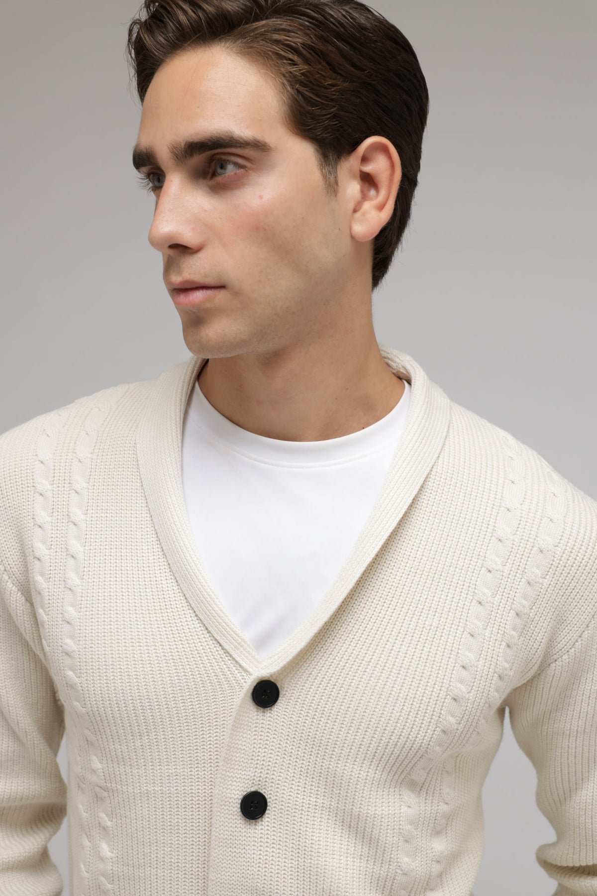 Cardigan con trecce a coste