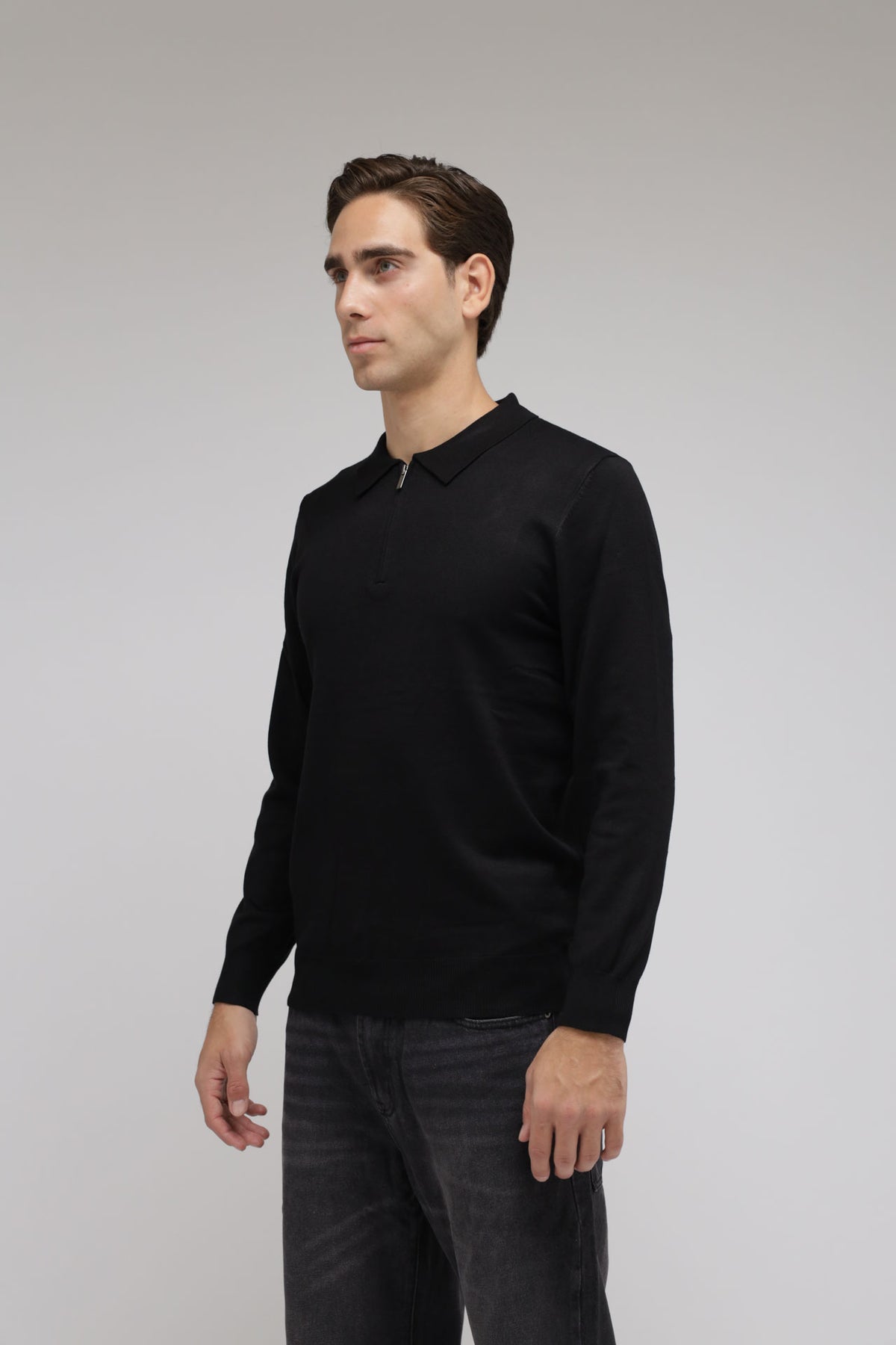 Polo con zip in maglia