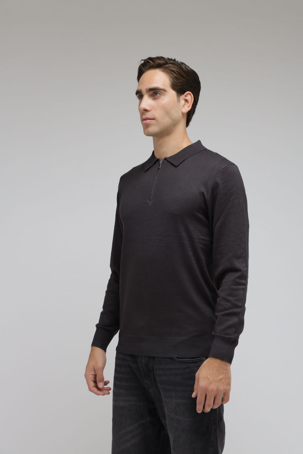 Polo con zip in maglia