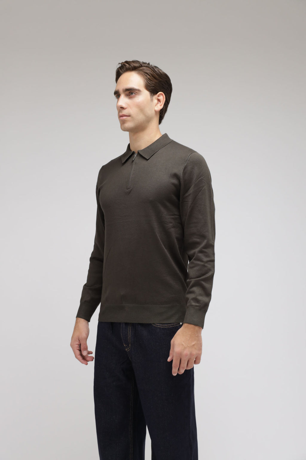 Polo con zip in maglia