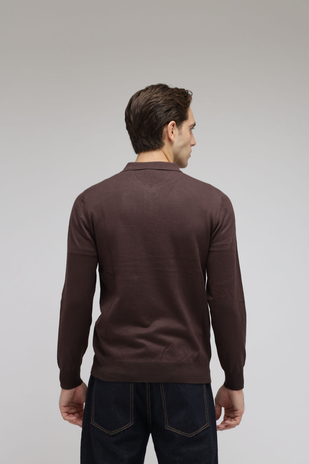Polo con zip in maglia