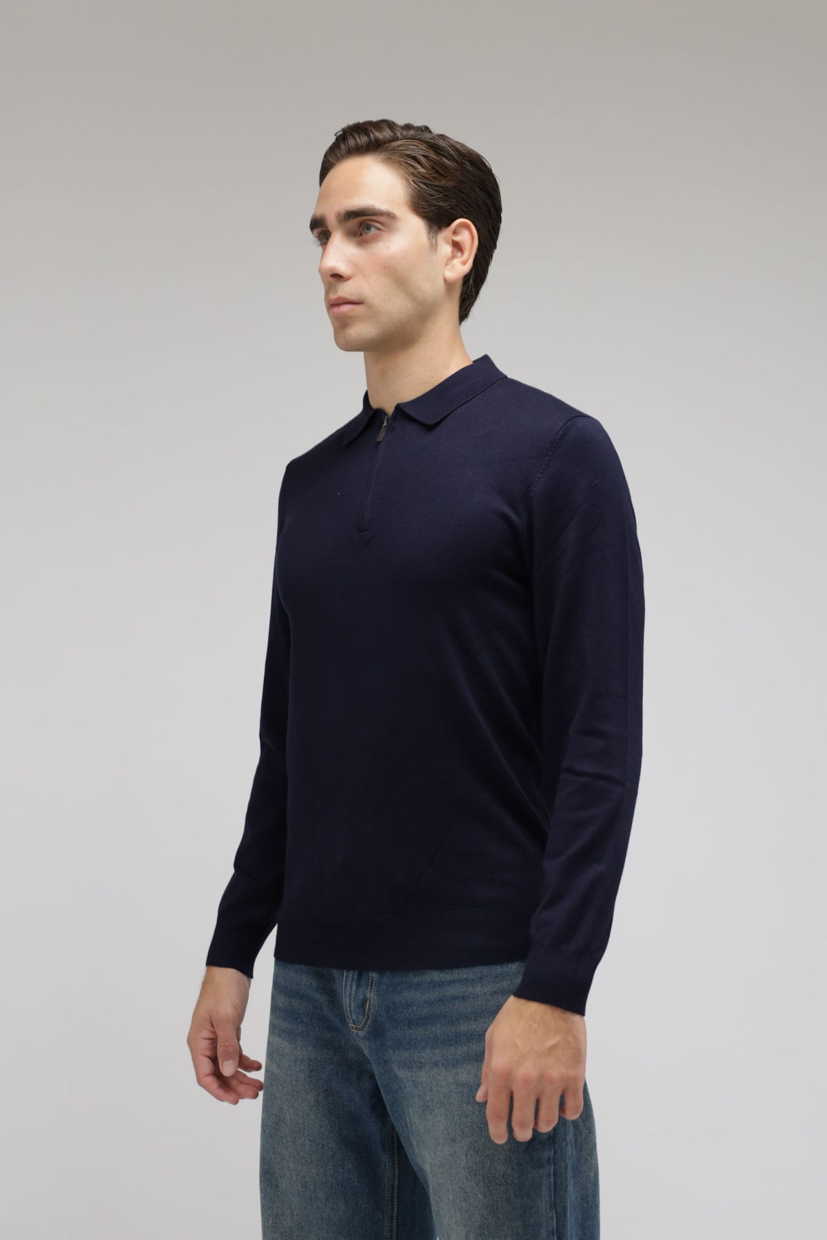 Polo con zip in maglia