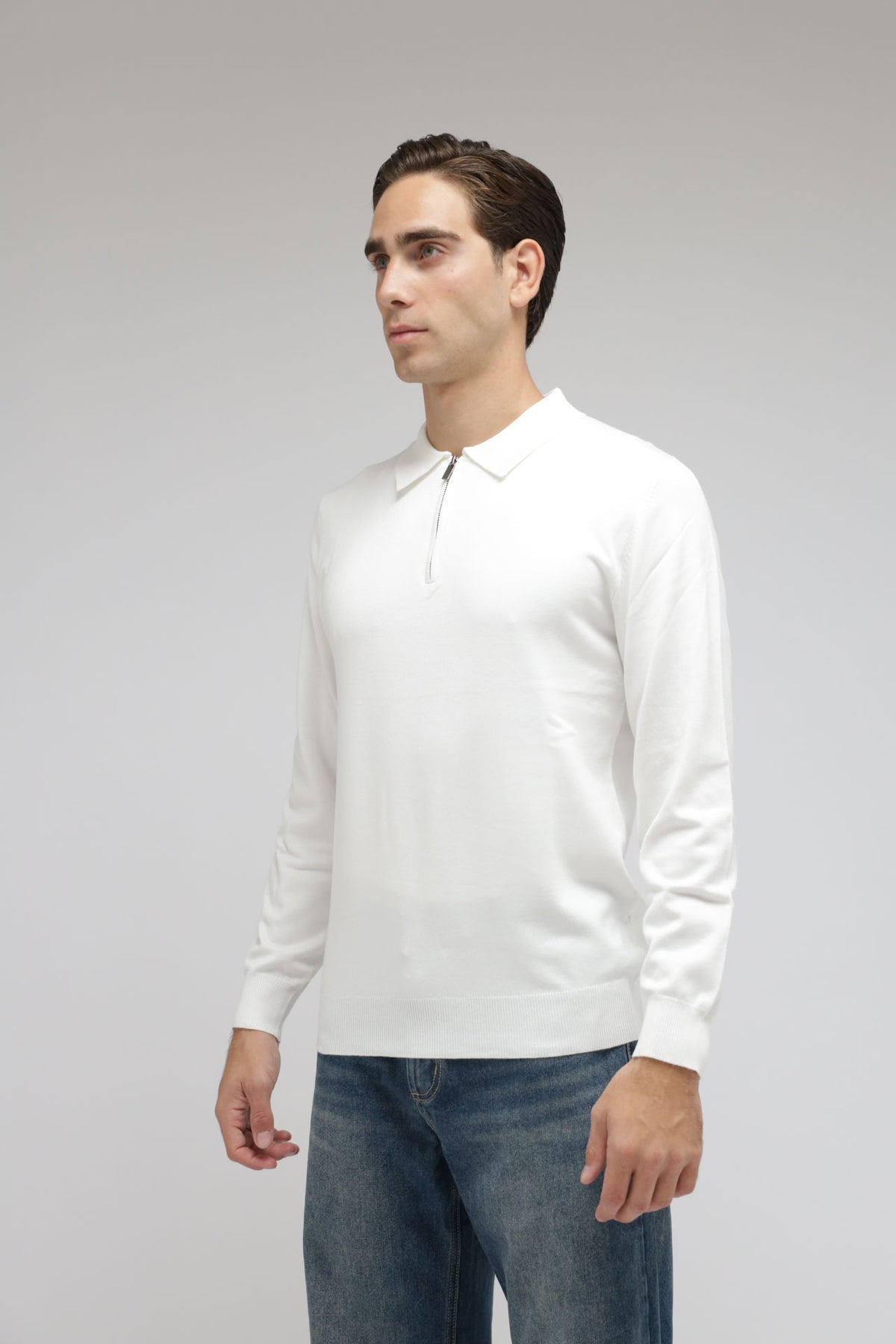 Polo con zip in maglia