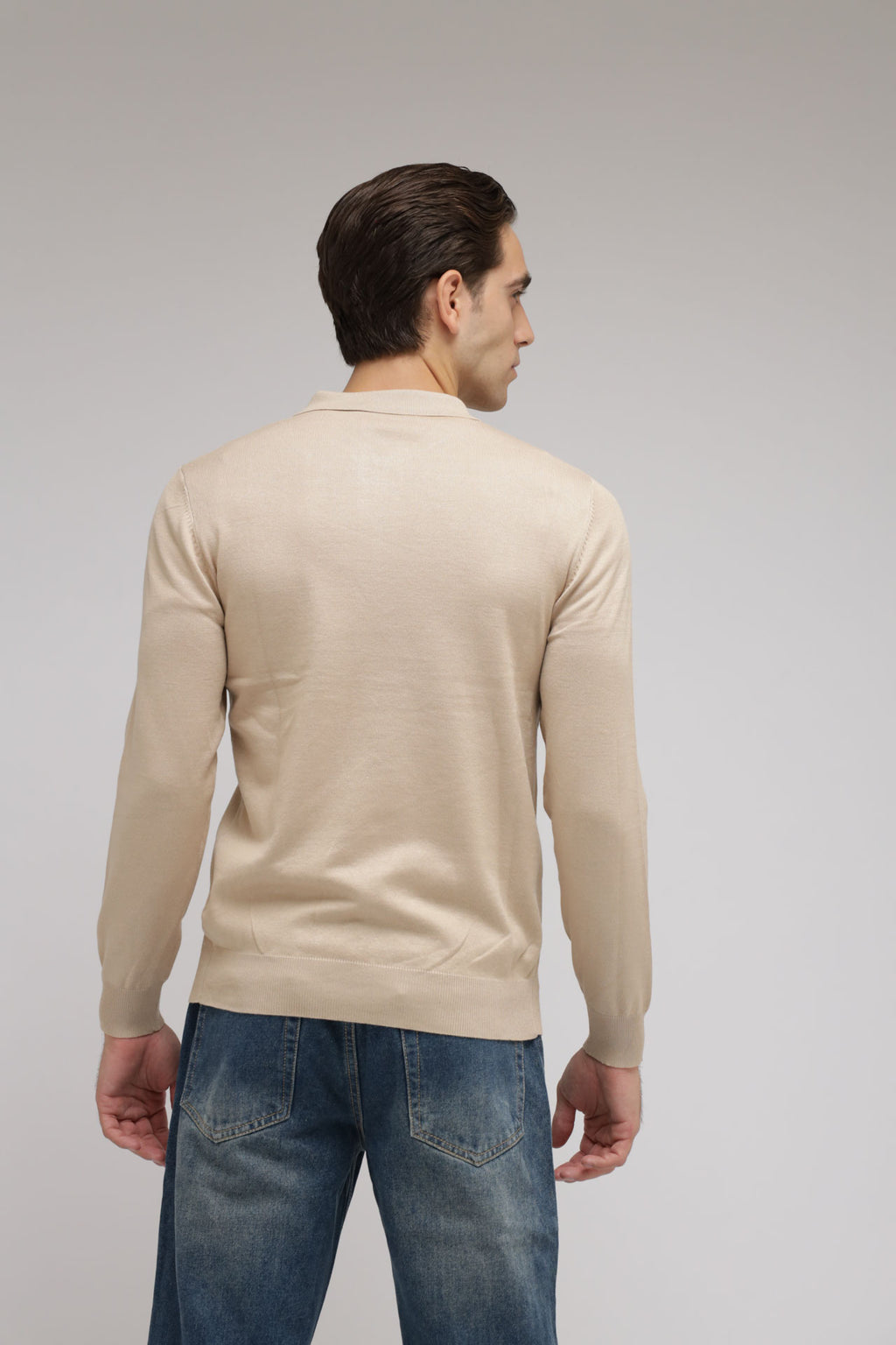Polo con zip in maglia