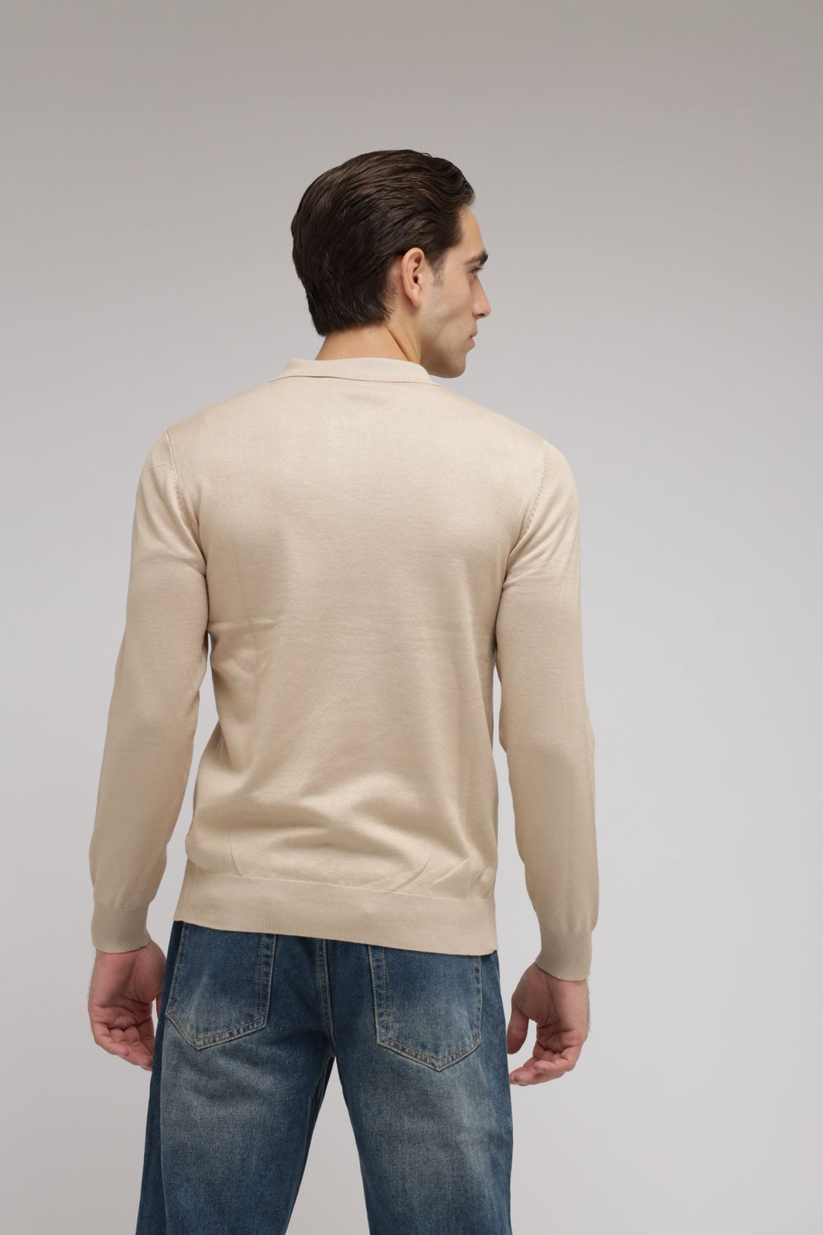 Polo con zip in maglia