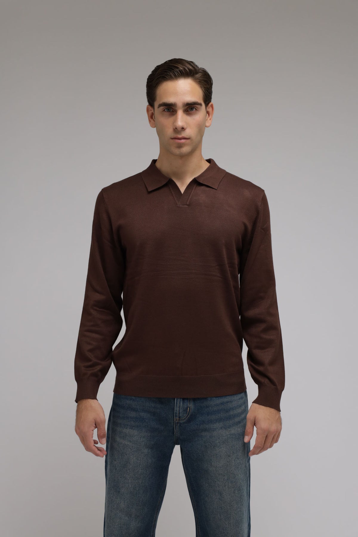 Polo scollo V in maglia