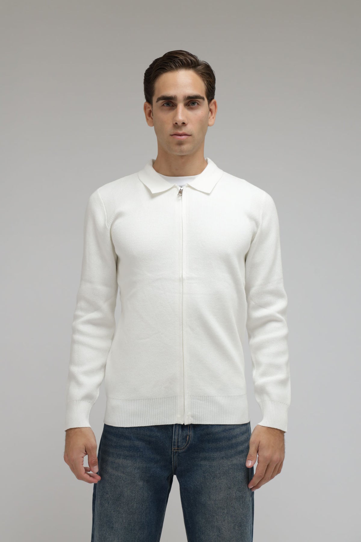 Cardigan full zip con collo
