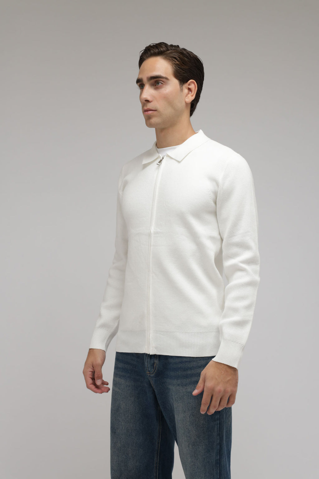 Cardigan full zip con collo