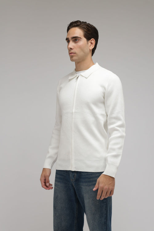 Cardigan full zip con collo