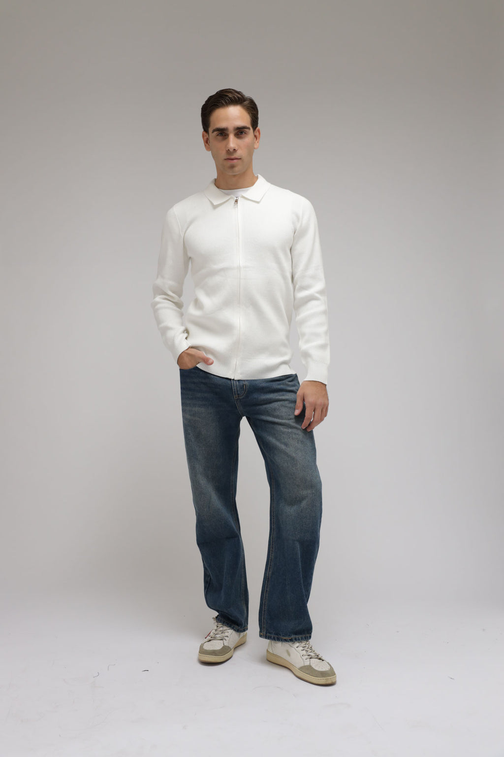 Cardigan full zip con collo