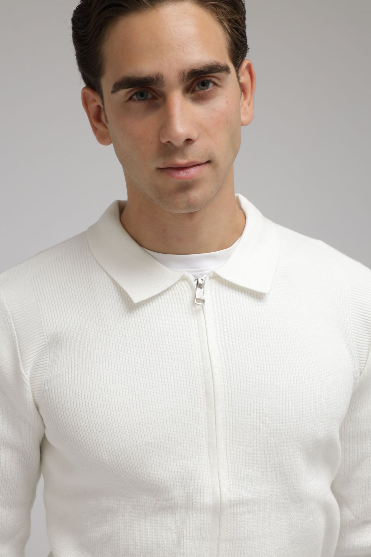 Cardigan full zip con collo