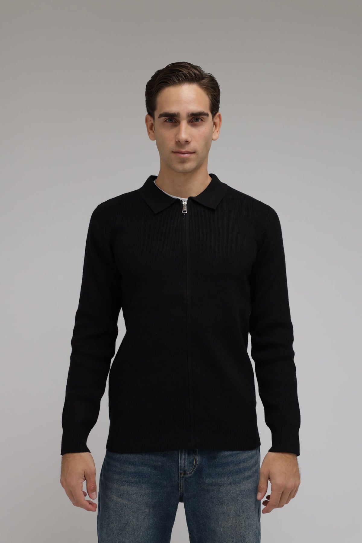 Cardigan full zip con collo