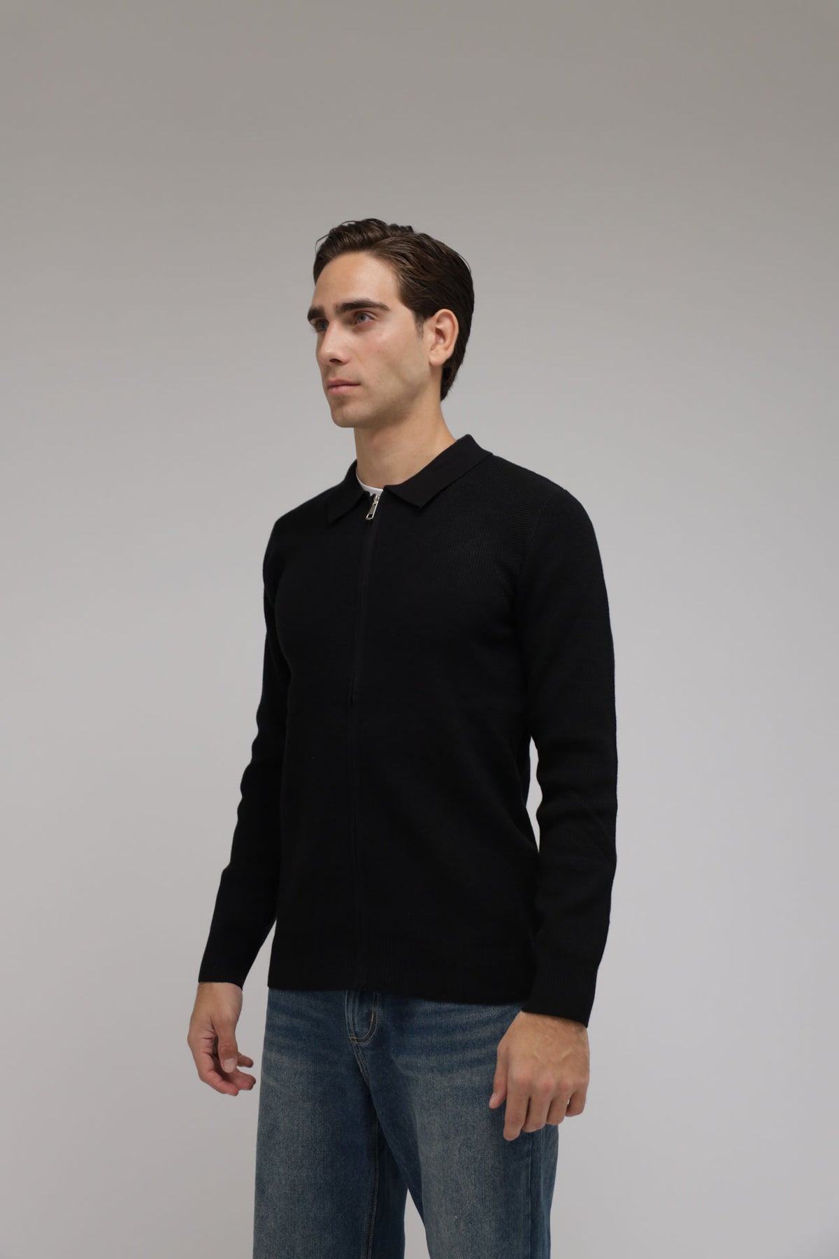Cardigan full zip con collo