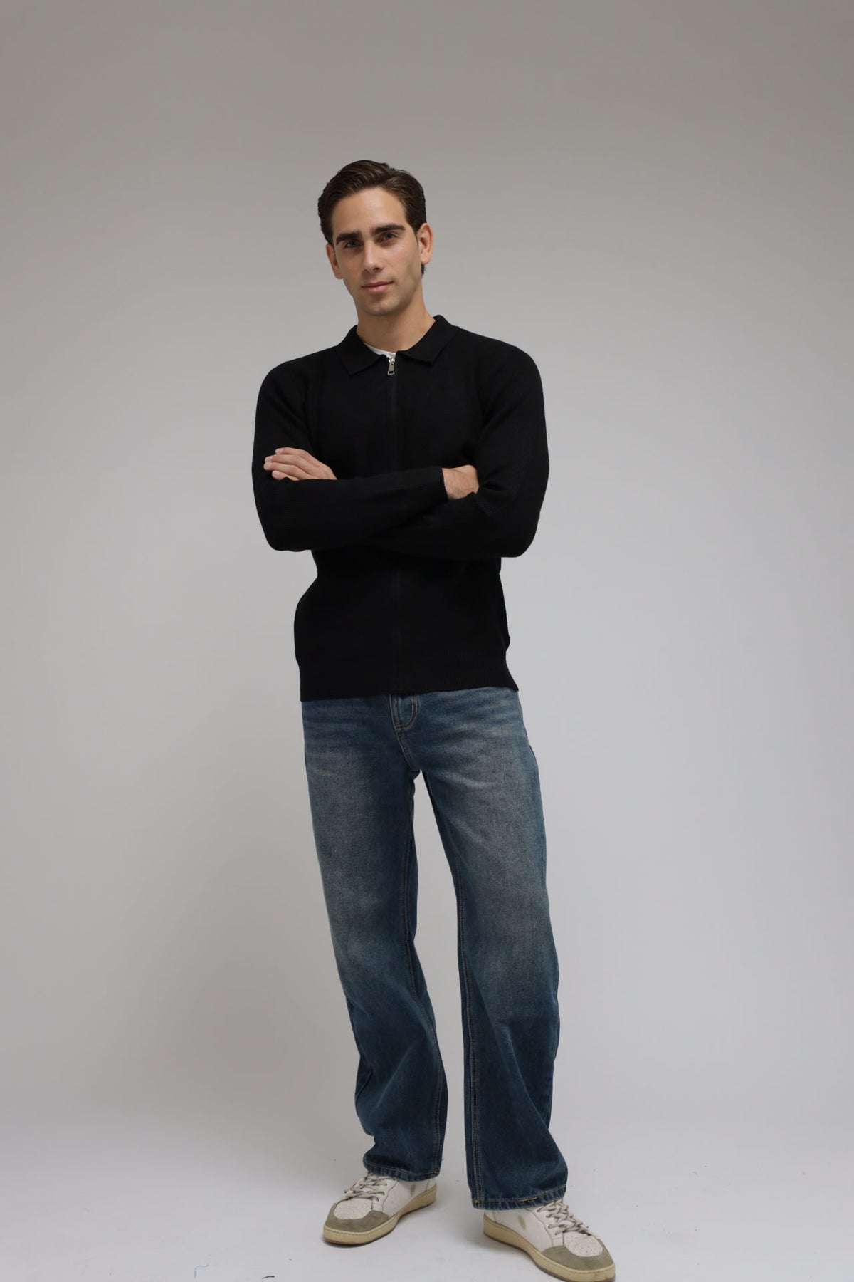 Cardigan full zip con collo