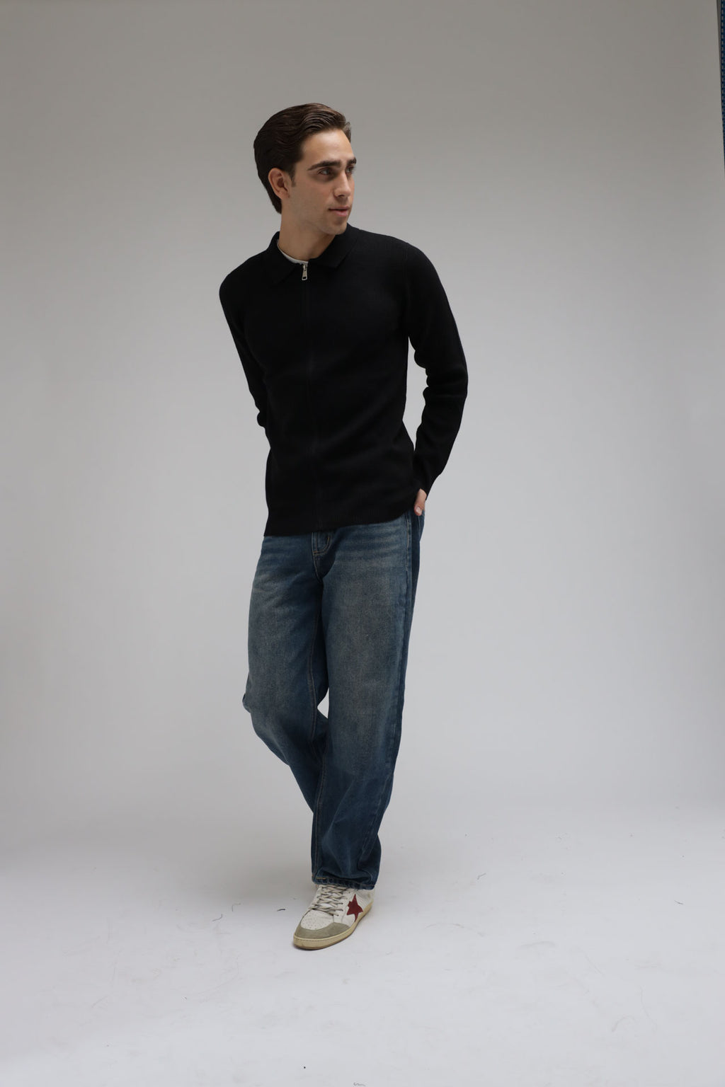 Cardigan full zip con collo