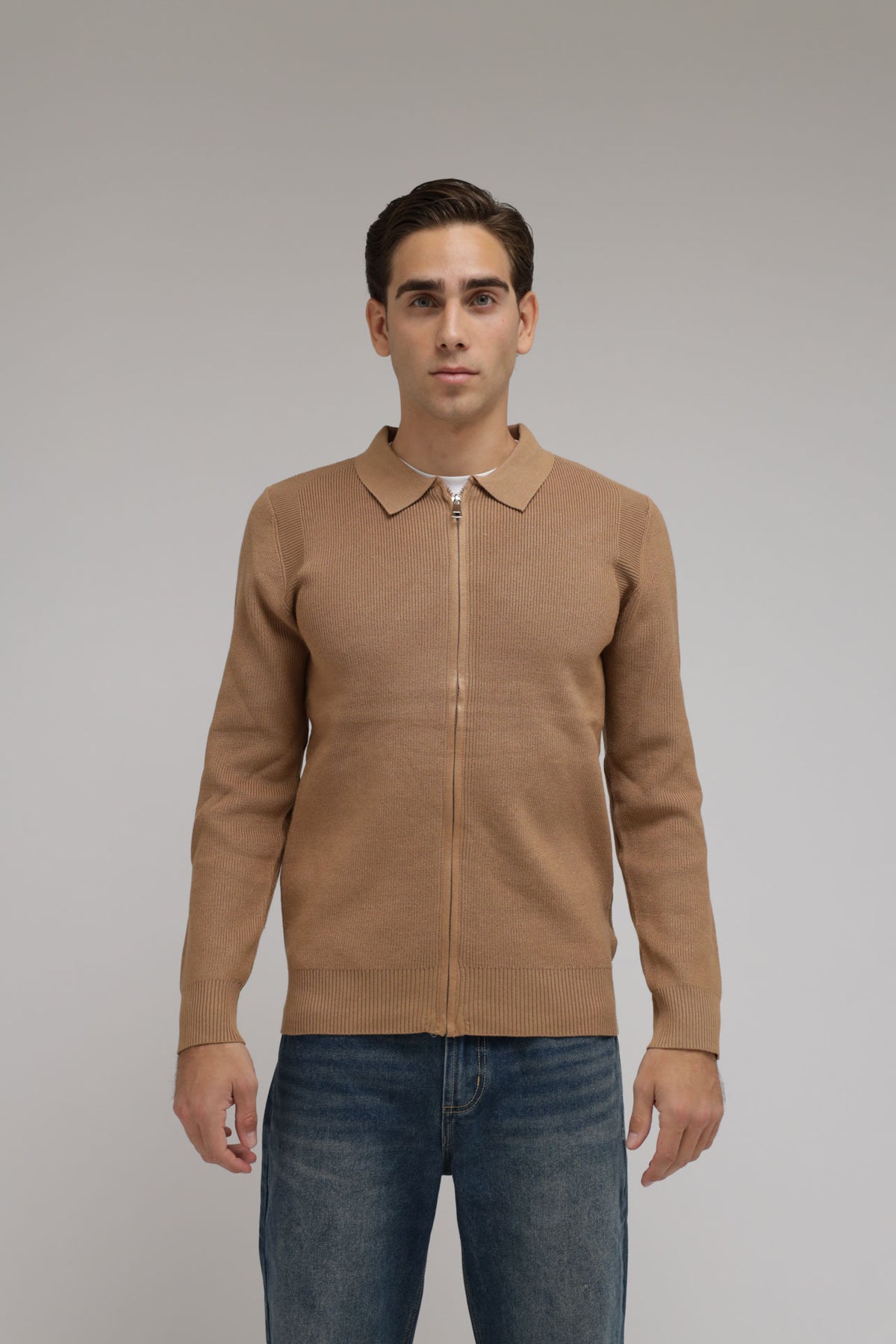 Cardigan full zip con collo