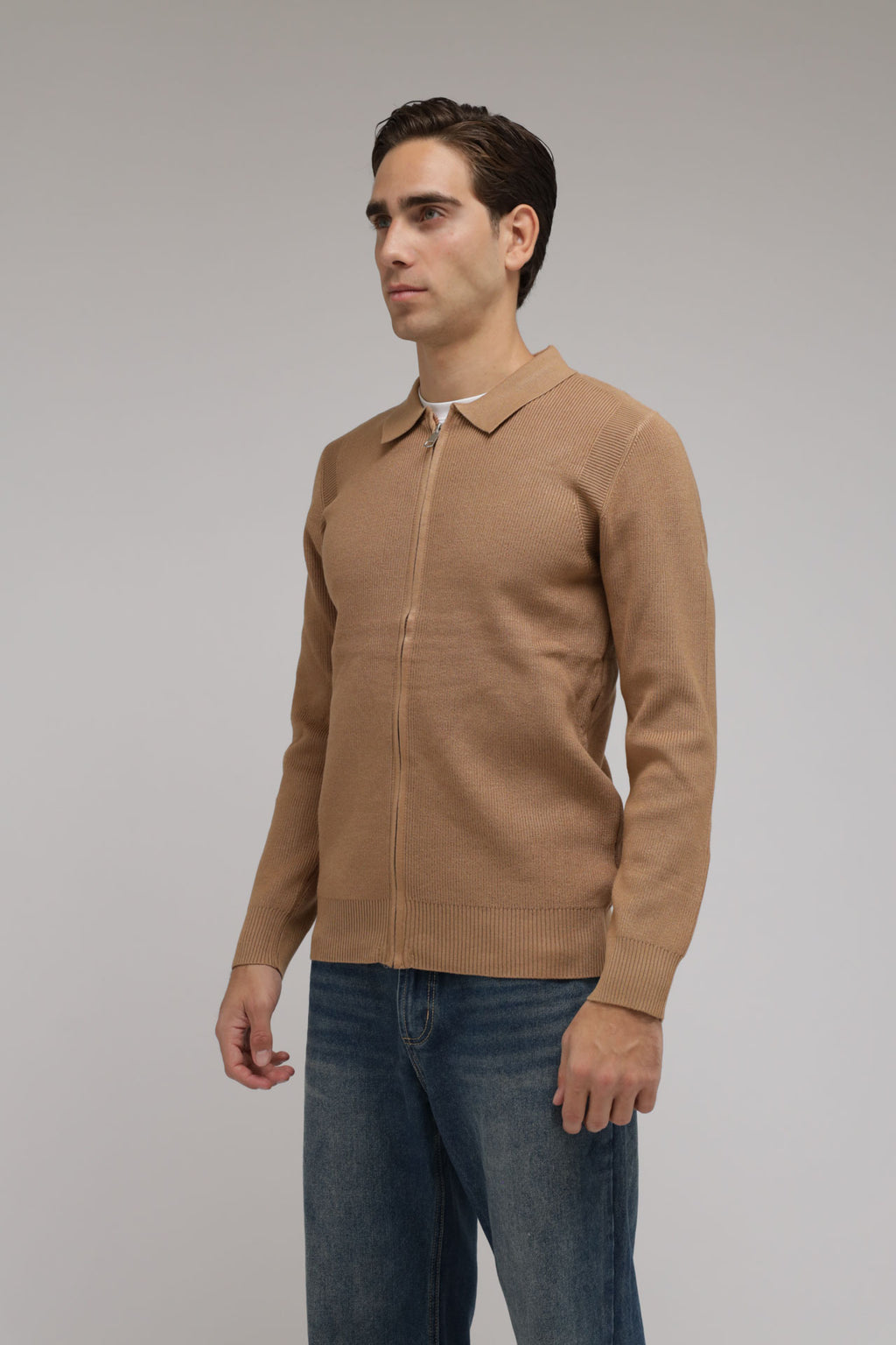 Cardigan full zip con collo