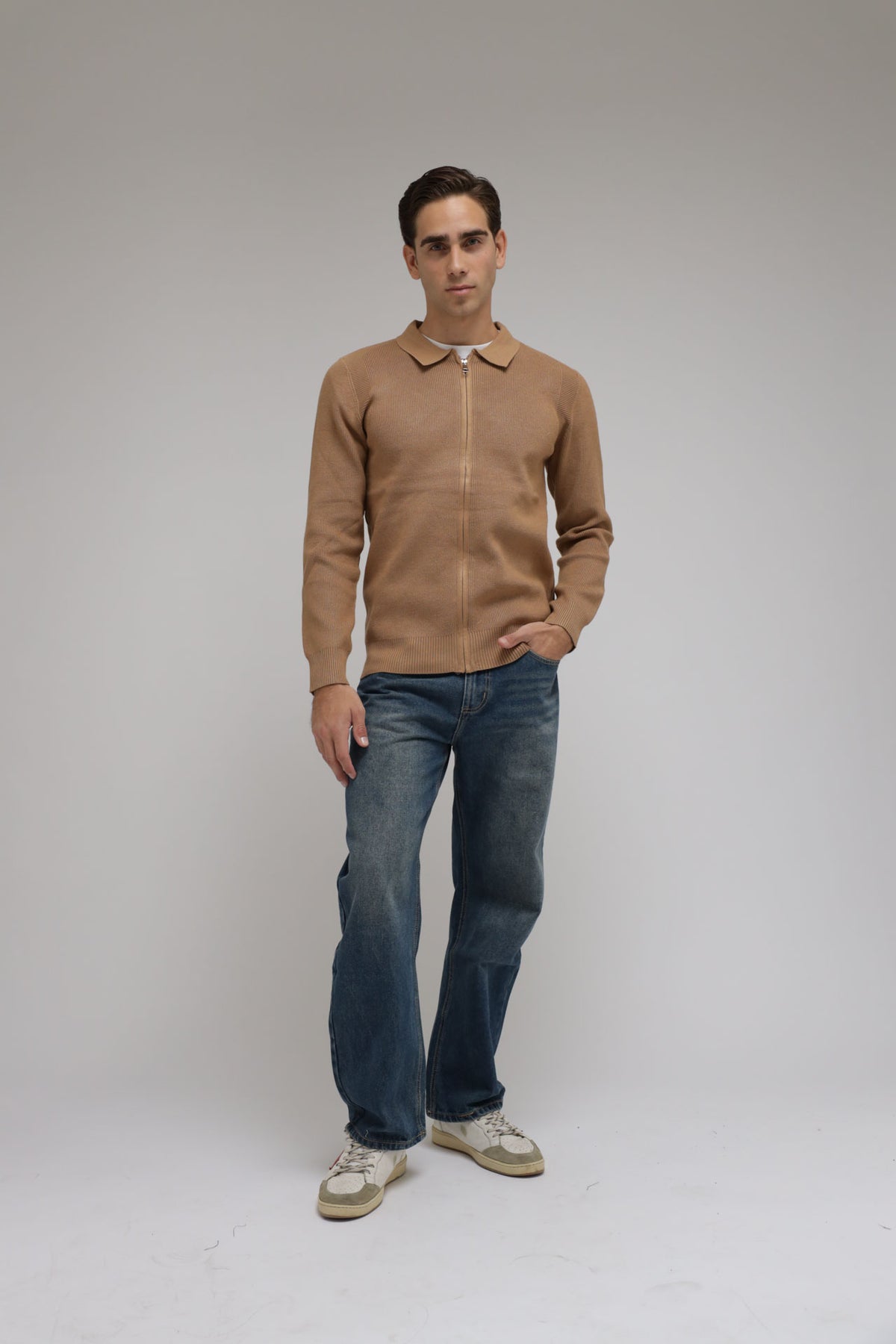 Cardigan full zip con collo