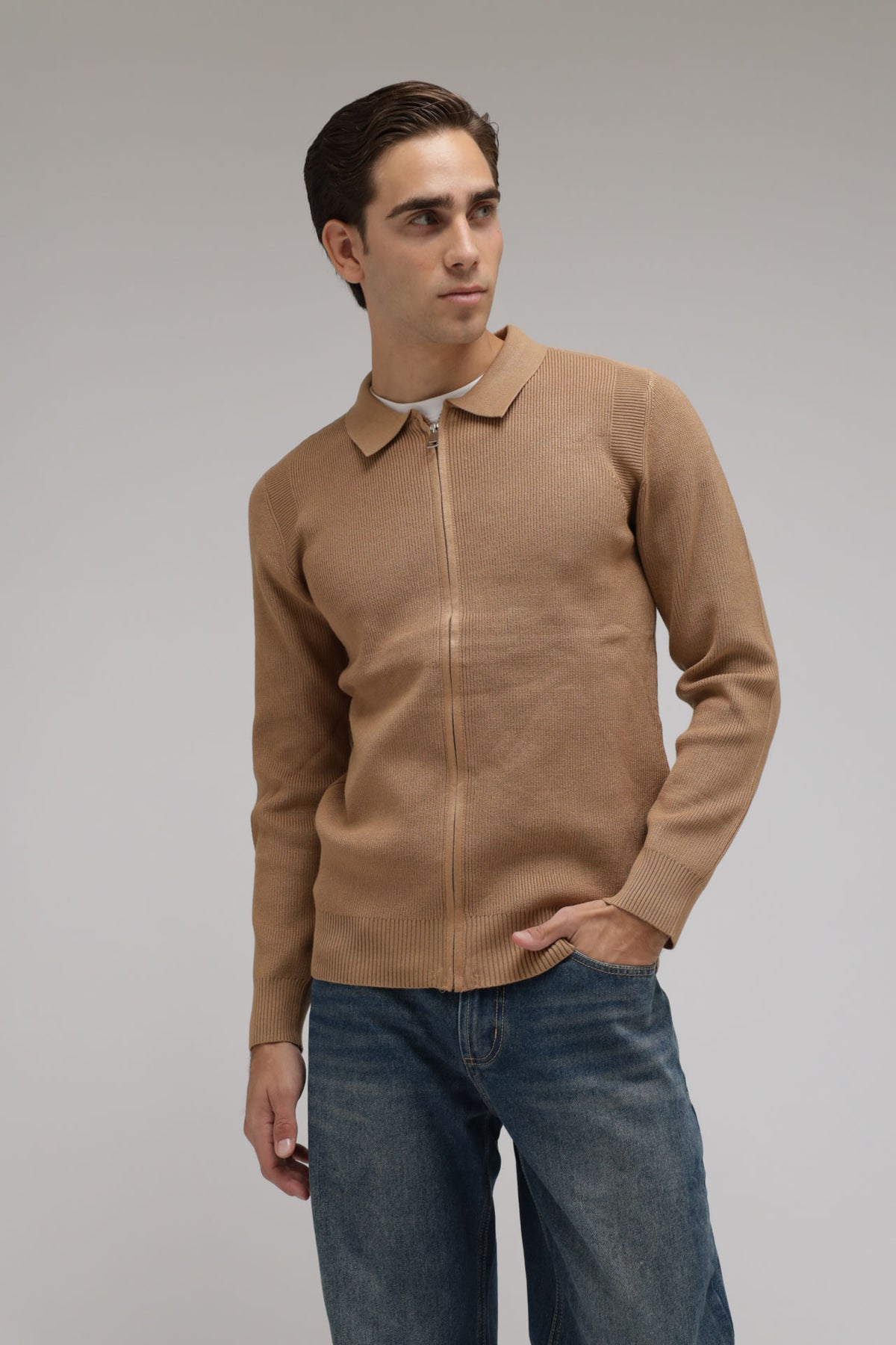 Cardigan full zip con collo